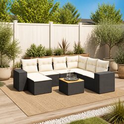 8-Piece Garden Sofa Set Specifications: Black Poly Rattan
