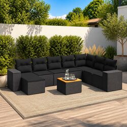 9 Piece Modular Garden Sofa Set with Cushions