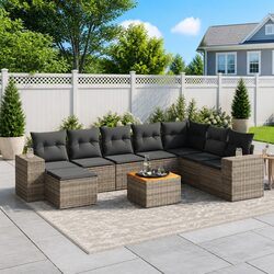 Specifications of 9 Piece Modular Grey Garden Sofa Set