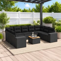 10-Piece Black Garden Sofa Set - Dimensions and Details