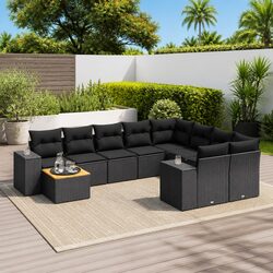 10-Piece Modular Garden Sofa Set with Acacia Wood