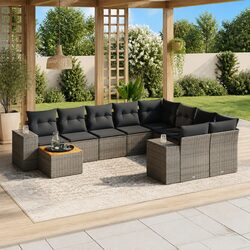 Detailed Specs of 10-Piece Outdoor Sofa Set in Grey