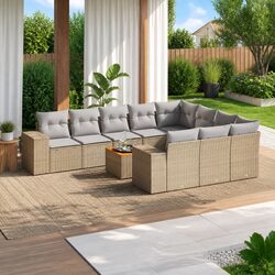 Outdoor Garden Sofa Set: 11 Pieces, Weather-Resistant Design