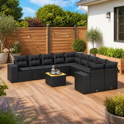 Specifications of 11-Piece Black Outdoor Sofa Set