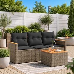 4-Piece Outdoor Furniture Set: Grey Poly Rattan Design