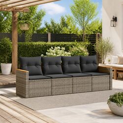 Garden Sofa Set: 4-Piece Grey Poly Rattan Modular Furniture