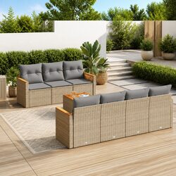 8-Piece Garden Sofa Set with Storage and Cushions