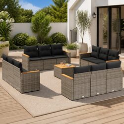 Garden Sofa Set 13 Piece Outdoor Furniture Patio Sectional Grey Cushions Modular