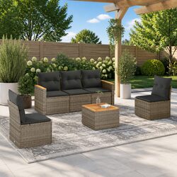 6-Piece Garden Sofa Set - Dimensions and Materials Included