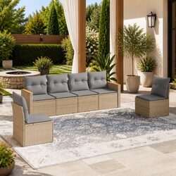 Specifications of 6 Piece Garden Sofa Set - Beige Poly Rattan