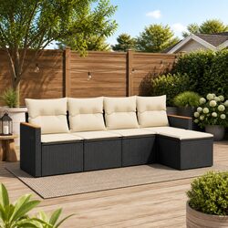 5-Piece Black Patio Sofa Set with Cushions Specifications