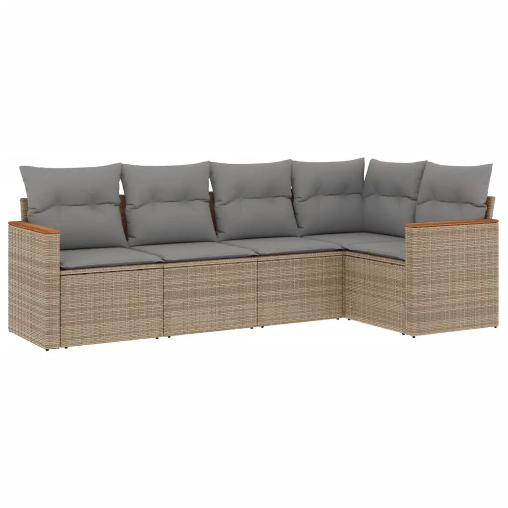 Modular Outdoor Sofa Set 5 Piece Patio Furniture with Cushions Beige