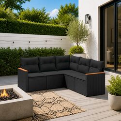 Specifications of Black Poly Rattan Garden Sofa Set