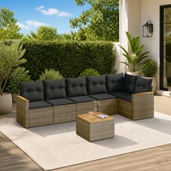 Durable 7 Piece Modular Garden Sofa Set in Grey