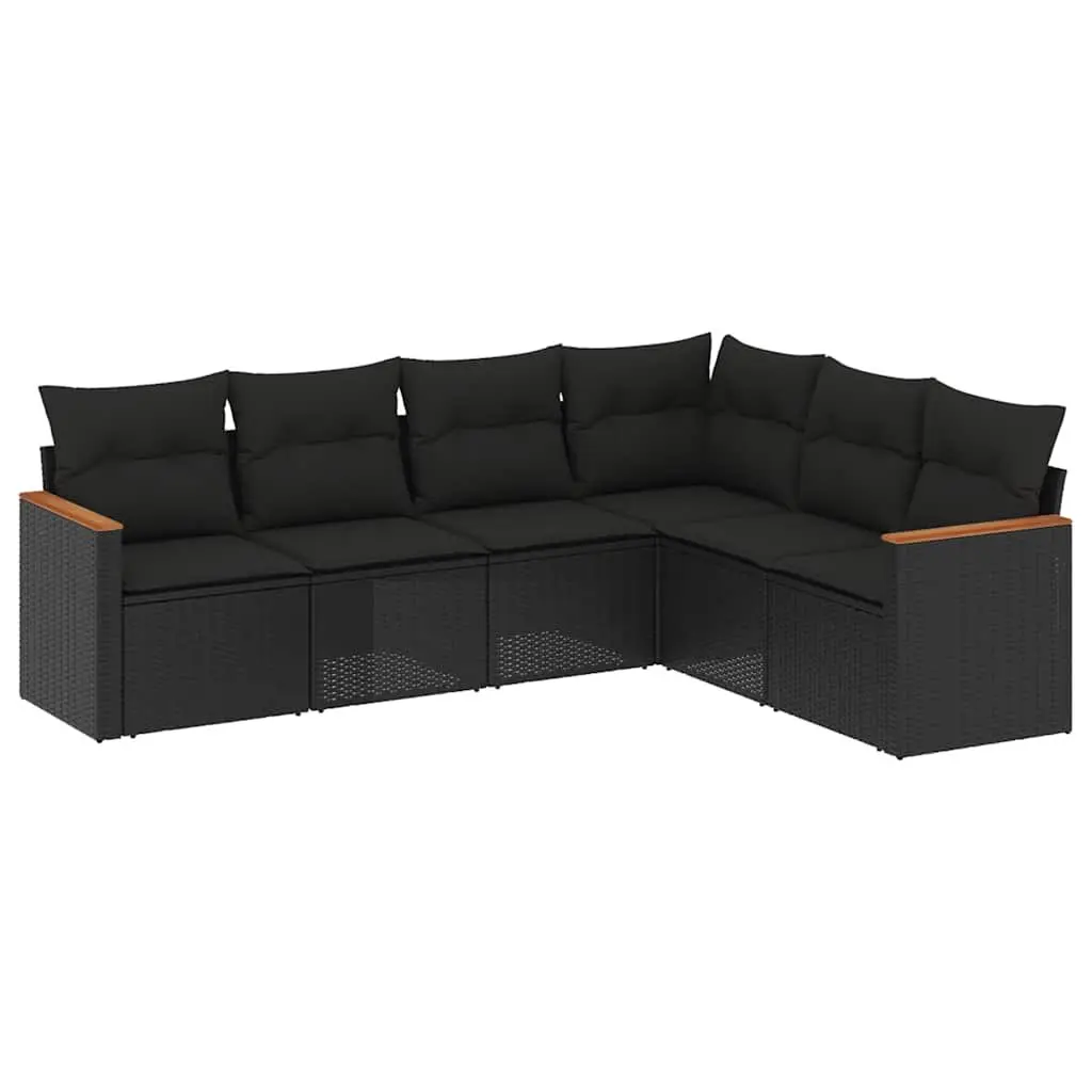 Garden Sofa Set Outdoor Furniture Modular Black PE Rattan 6 Piece
