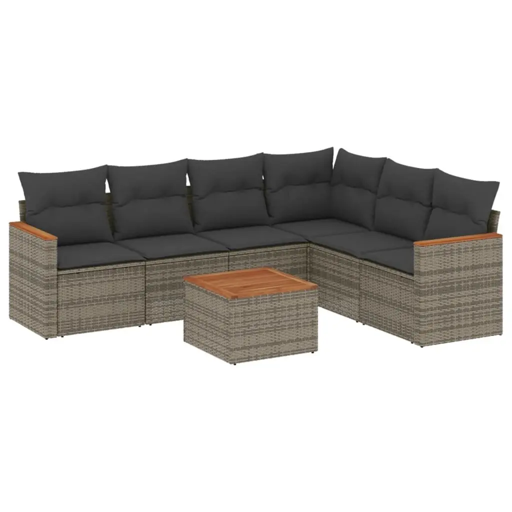 7 Piece Garden Sofa Set Outdoor Patio Furniture Grey Poly Rattan