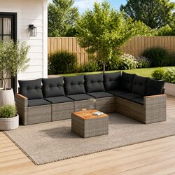Specifications of 8-Piece Garden Sofa Set: Grey Poly Rattan