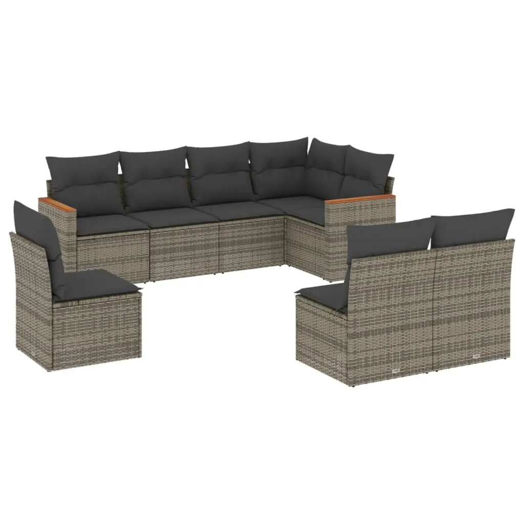 Modular 8 Piece Grey Rattan Outdoor Sofa Set for Patio Lounge Garden