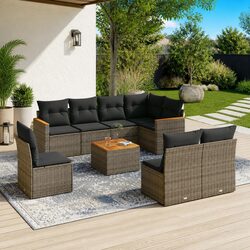 9-Piece Modular Garden Sofa Set with Storage Features