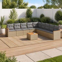 Specifications of 10 Piece Beige Garden Sofa Set with Cushions