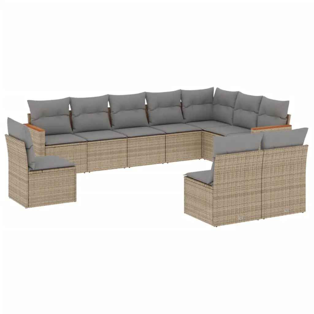 Garden Sofa Set 10 Piece Outdoor Furniture Patio Beige