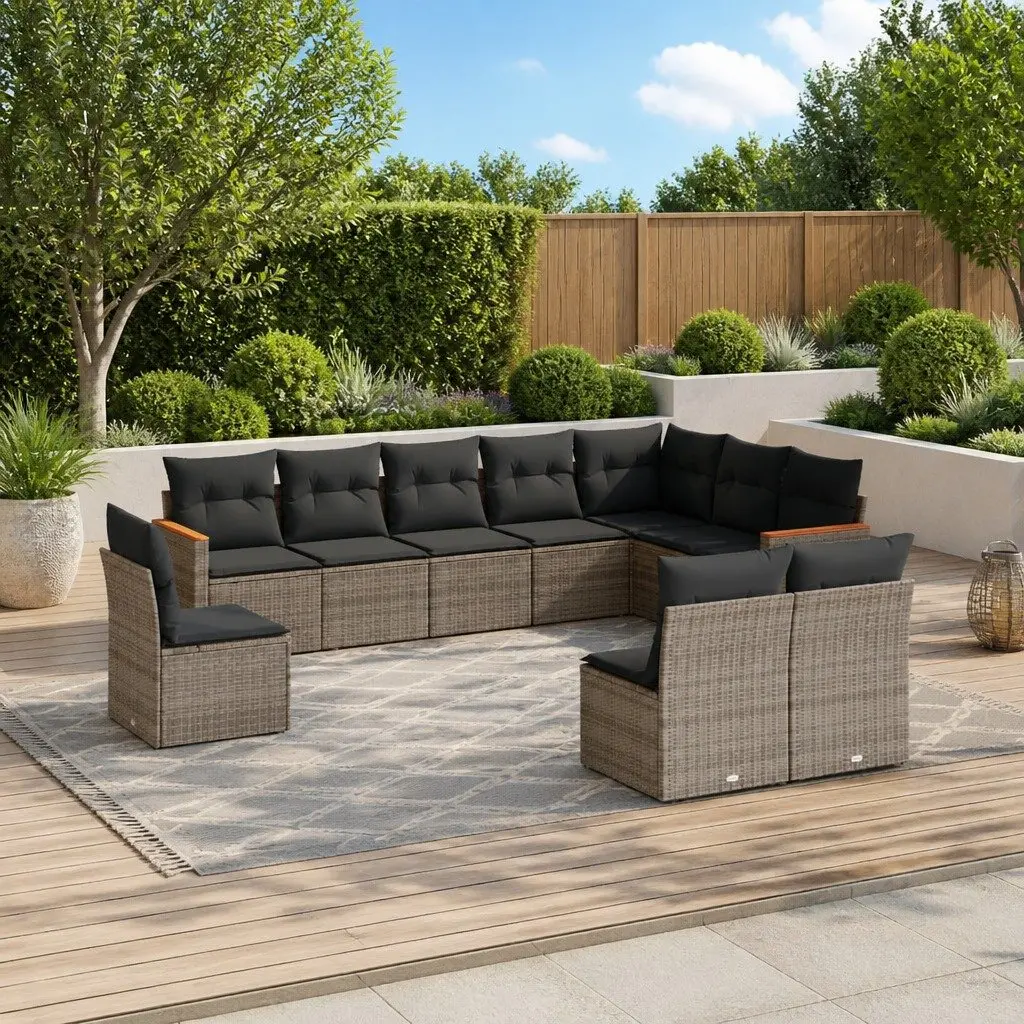 10-Piece Grey Modular Sofa Set