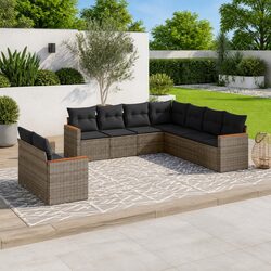 Garden Sofa Set 9 Piece Modular Outdoor Furniture Grey