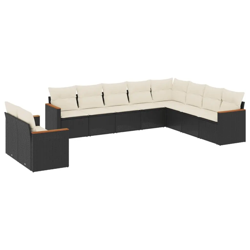 Garden Sofa Set Outdoor Furniture Patio Seating 10 Piece Black Poly Rattan