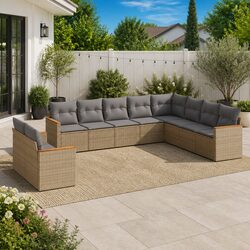 10 Piece Garden Sofa Set Specifications - Beige Outdoor Furniture