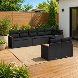 8 Piece Black Rattan Outdoor Sofa Set Specifications