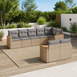 Outdoor Garden Sofa Set 8 Piece Modular Patio Furniture with Cushions Beige