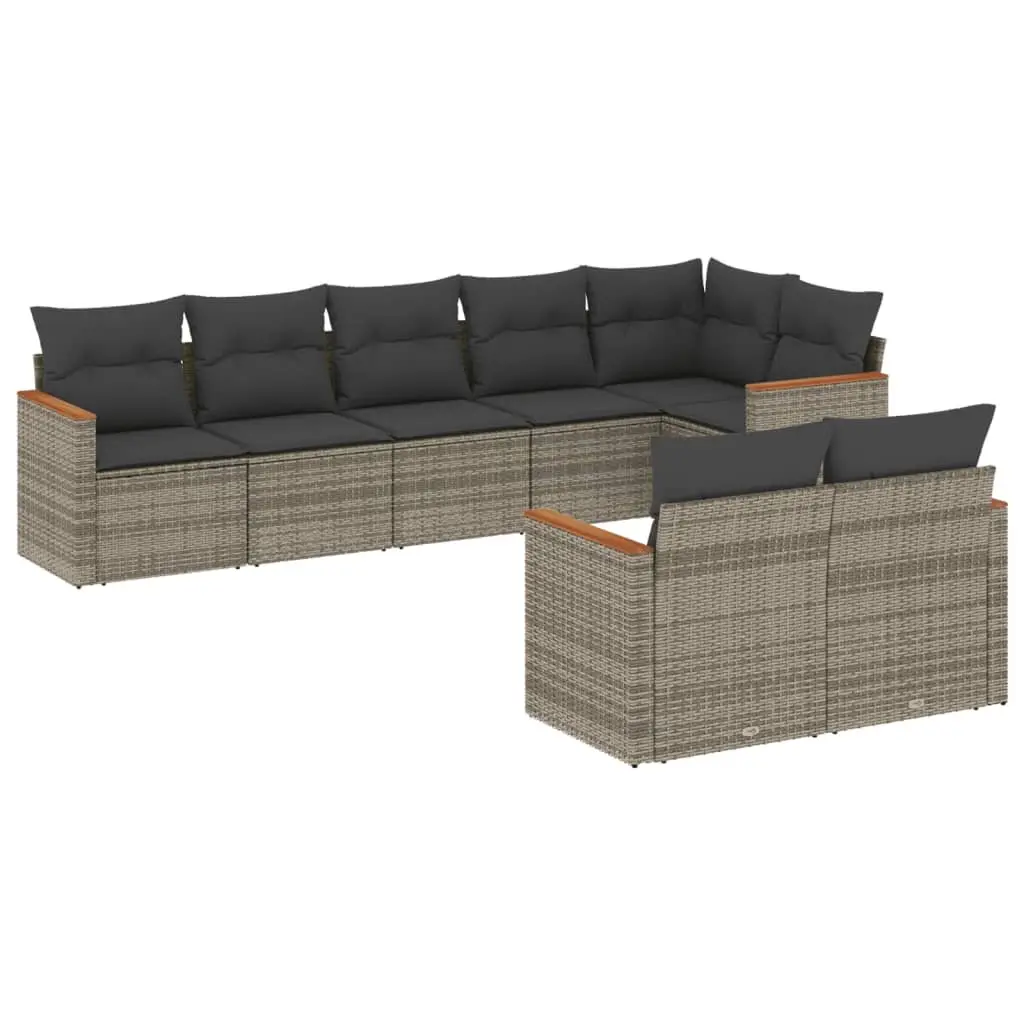Garden Sofa Set Outdoor Furniture 8 Piece Modular Grey Poly Rattan