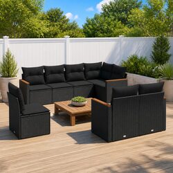 Specifications of 8 Piece Modular Black Rattan Sofa Set