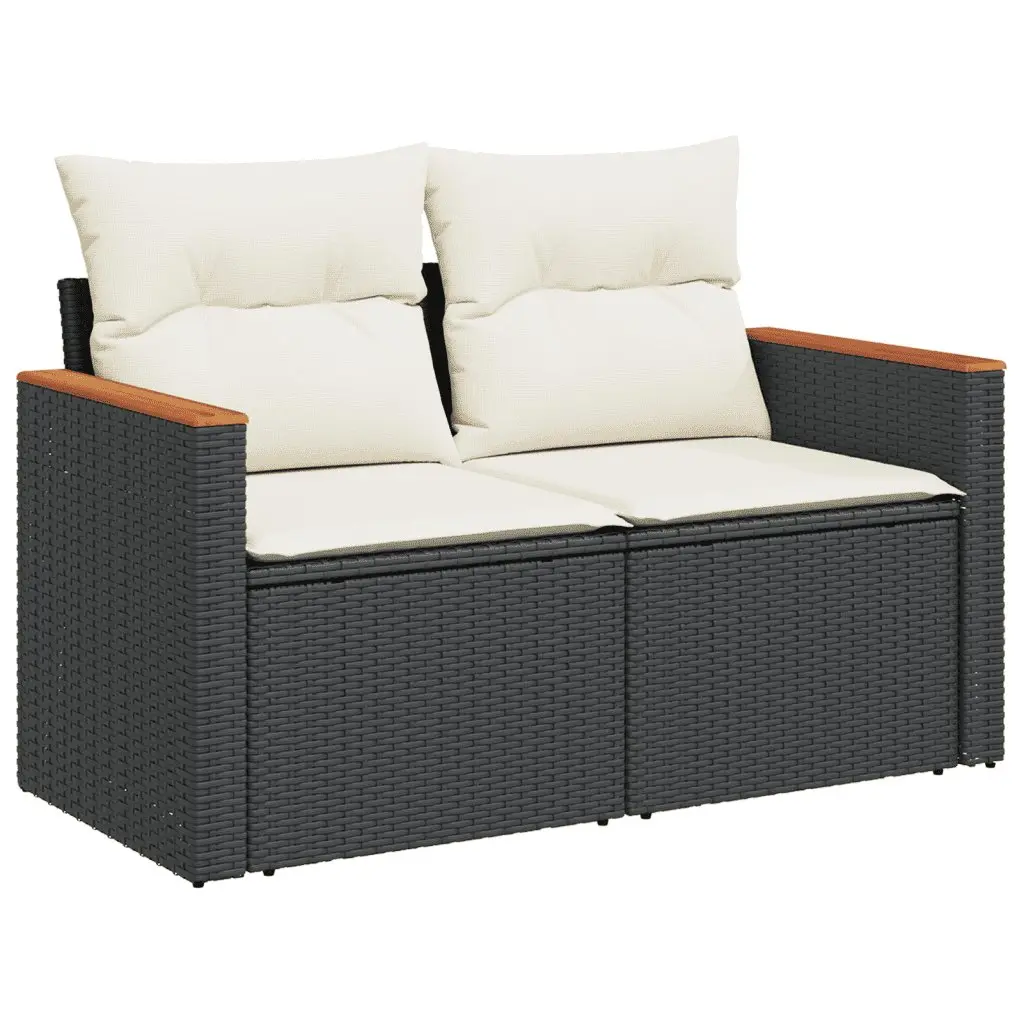 Garden Sofa Set 6 Piece Outdoor Furniture Patio Lounge Black Poly Rattan Modular