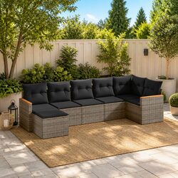 Garden Sofa Set 7 Piece Outdoor Furniture Patio Lounge Grey Modular Rattan
