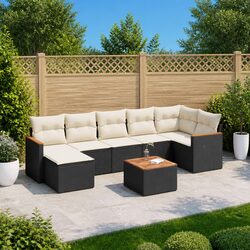 8-Piece Garden Sofa Set: Black Modular Design and Specs