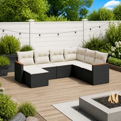 7-Piece Garden Sofa Set with Cushions and Storage Bag