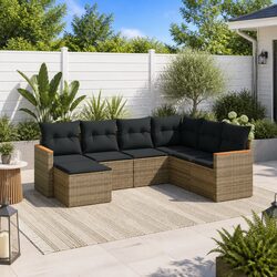 7 Piece Modular Garden Sofa Set with Storage in Grey