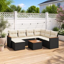 Specifications of 8-Piece Black Outdoor Sofa Set with Storage