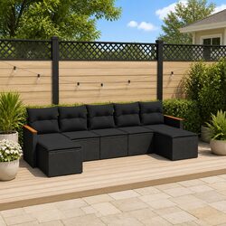 Specifications of 7-Piece Outdoor Sofa Set - Black Rattan