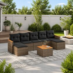 Specifications of 8 Piece Grey Modular Garden Sofa Set