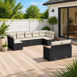 9 Piece Garden Sofa Set Specifications: Black Modular Design