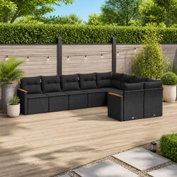 Specifications of the 9-Piece Black Poly Rattan Garden Sofa Set