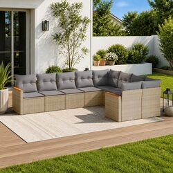 Specifications of 9 Piece Beige Poly Rattan Sofa Set