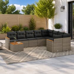 Specifications of 10-Piece Grey Poly Rattan Outdoor Sofa Set