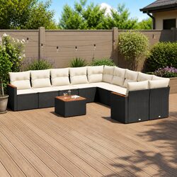 Garden Sofa Set 11 Piece Outdoor Furniture Patio Sectional Black Rattan Modular