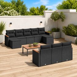 Specifications of 10-Piece Outdoor Sofa Set in Black Rattan