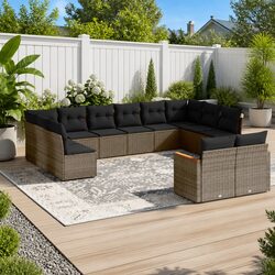 12 Piece Modular Garden Sofa Set – Grey PE Rattan