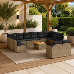 Garden Sofa Set 13 Piece Outdoor Patio Furniture Grey Poly Rattan Modular