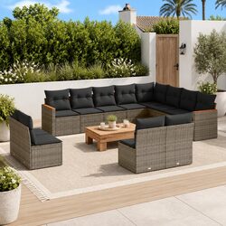 12 Piece Garden Sofa Set: Grey Poly Rattan Specifications